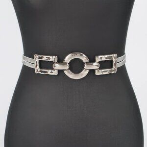 Hammered Metal Buckle Plus Size Stretch Belt